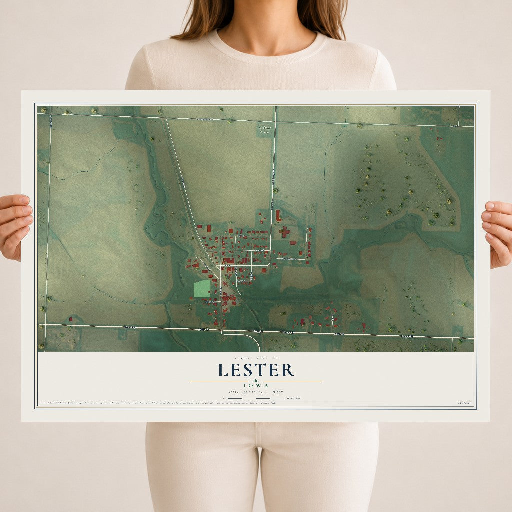Map of Lester, Iowa, 18 x 24 inch unframed archival matte print