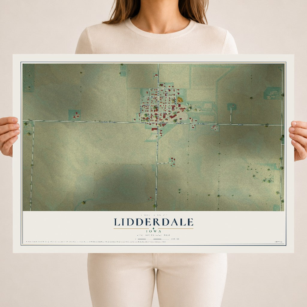 Map of Lidderdale, Iowa, 18 x 24 inch unframed archival matte print