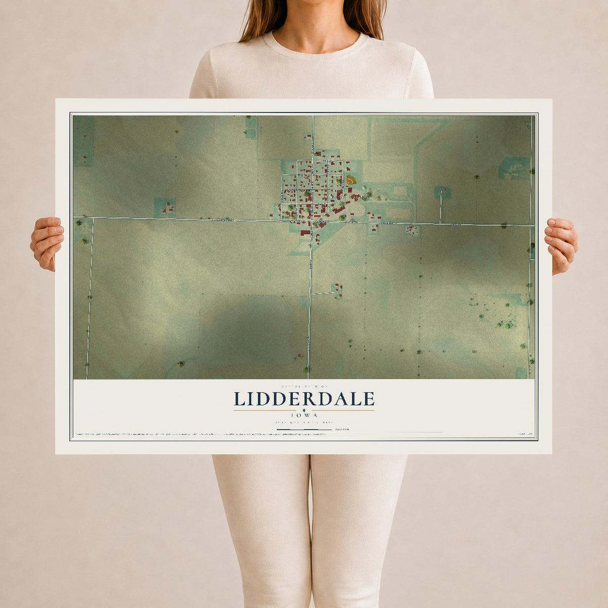 Map of Lidderdale, Iowa, 24 x 36 inch unframed archival matte print