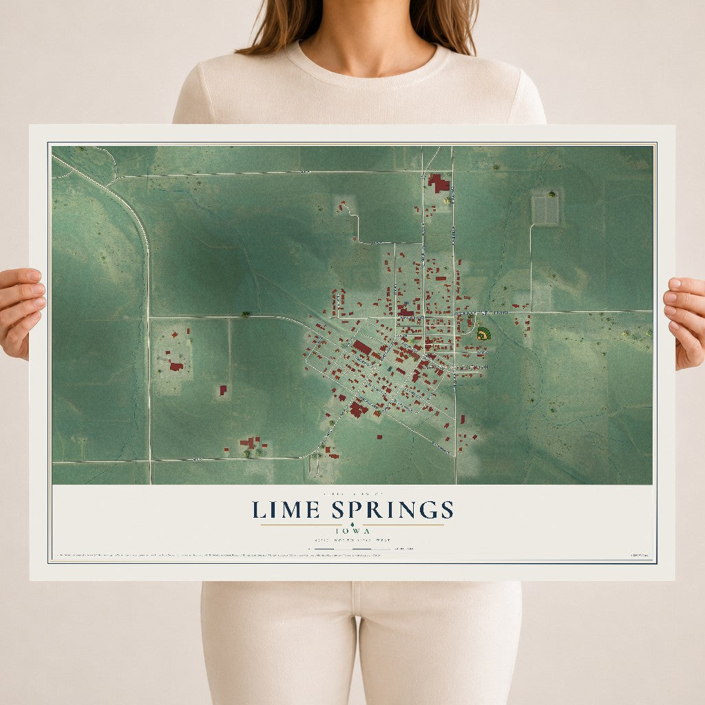 Map of Lime Springs, Iowa, 18 x 24 inch unframed archival matte print