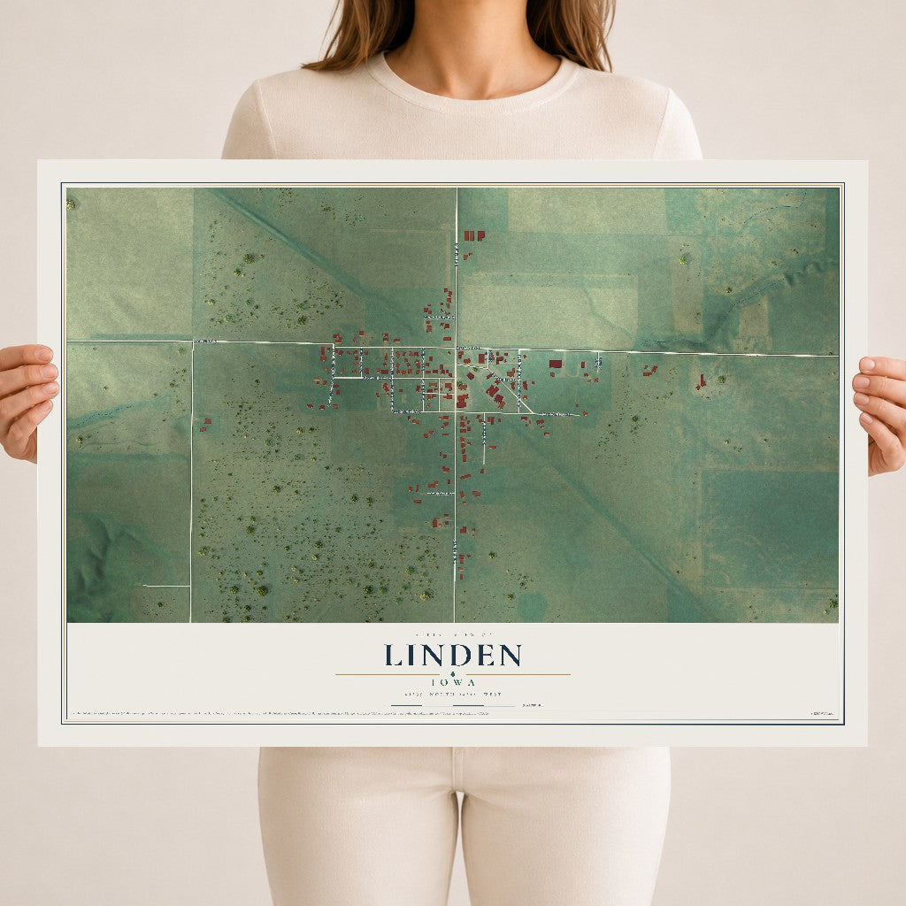 Map of Linden, Iowa, 18 x 24 inch unframed archival matte print