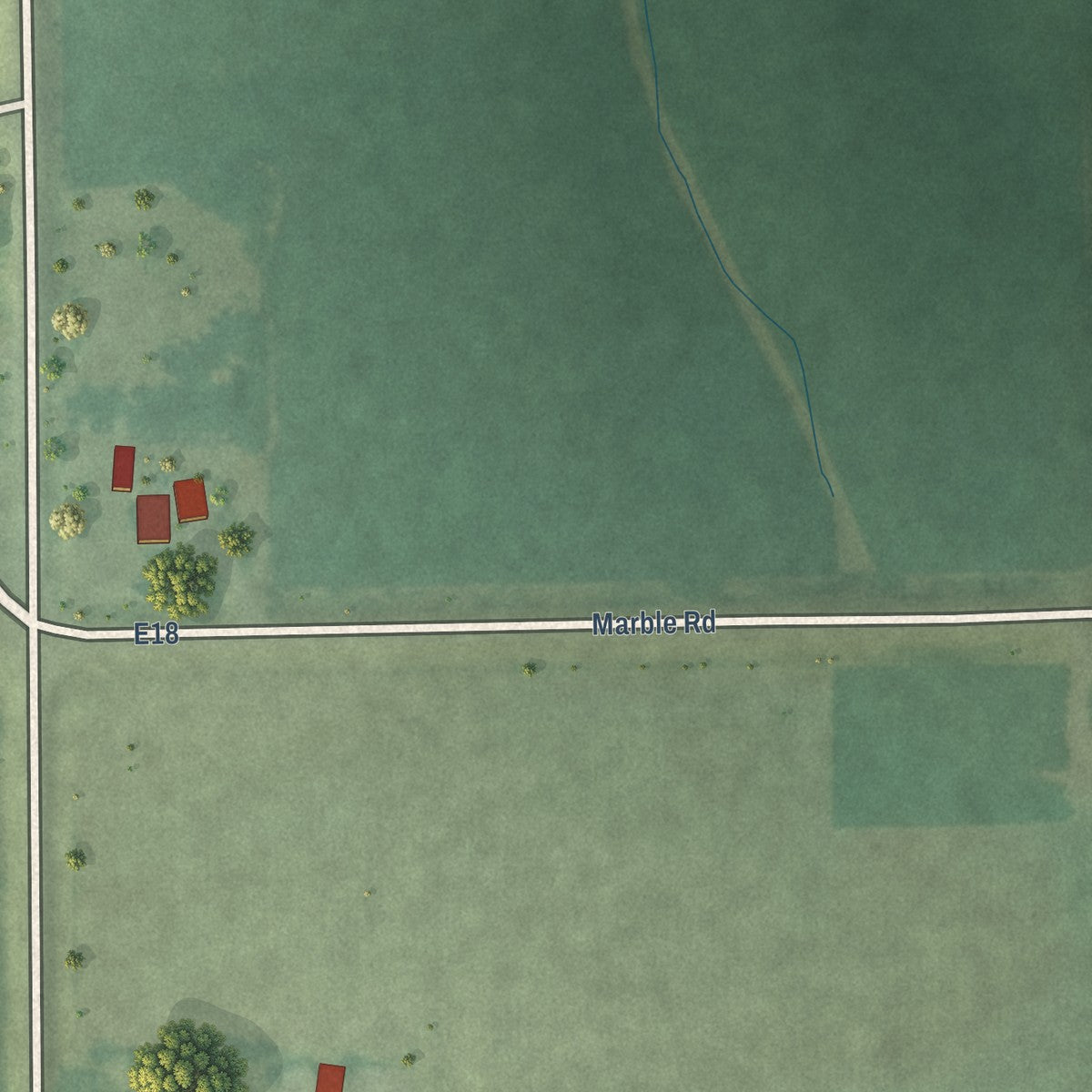 Second close-up of the map of Liscomb, Iowa print showing more streets and buildings