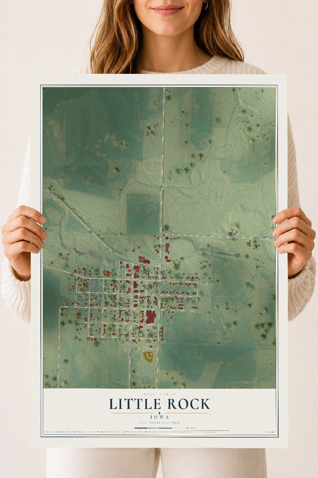 Map of Little Rock, Iowa, 18 x 24 inch unframed archival matte print