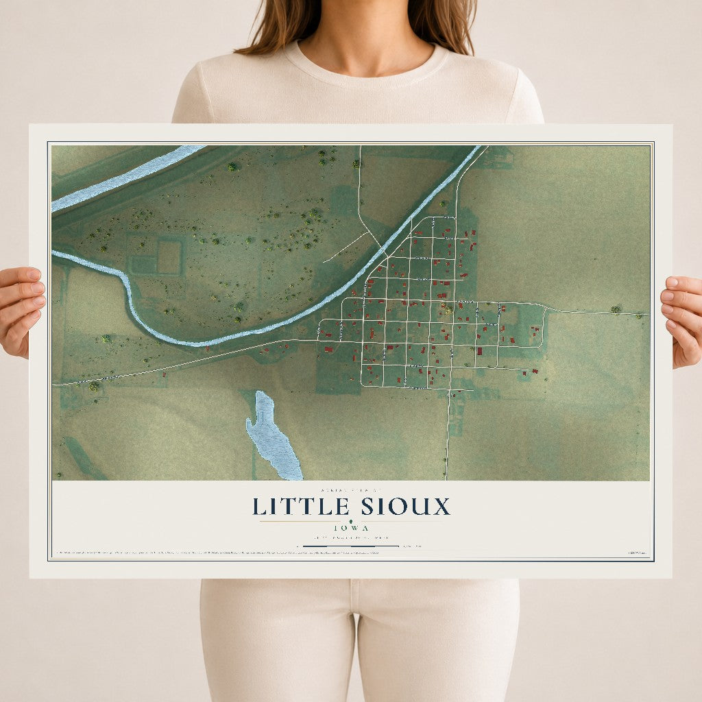 Map of Little Sioux, Iowa, 18 x 24 inch unframed archival matte print