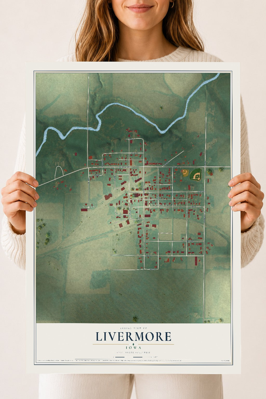 Map of Livermore, Iowa, 18 x 24 inch unframed archival matte print