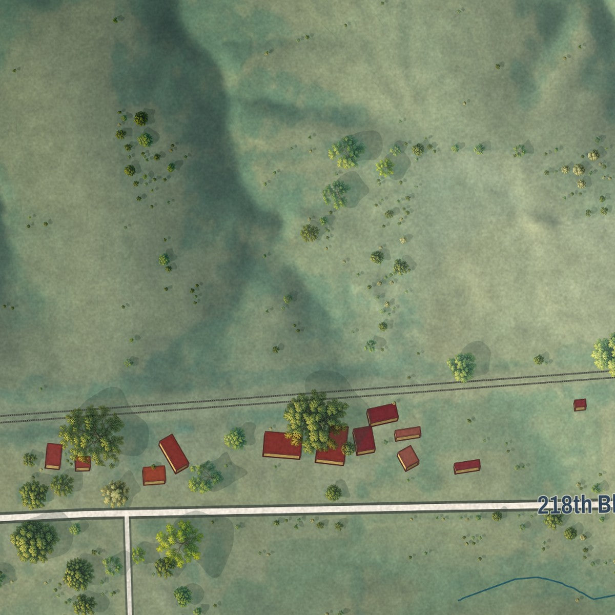 Second close-up of the map of Lockridge, Iowa print showing more streets and buildings