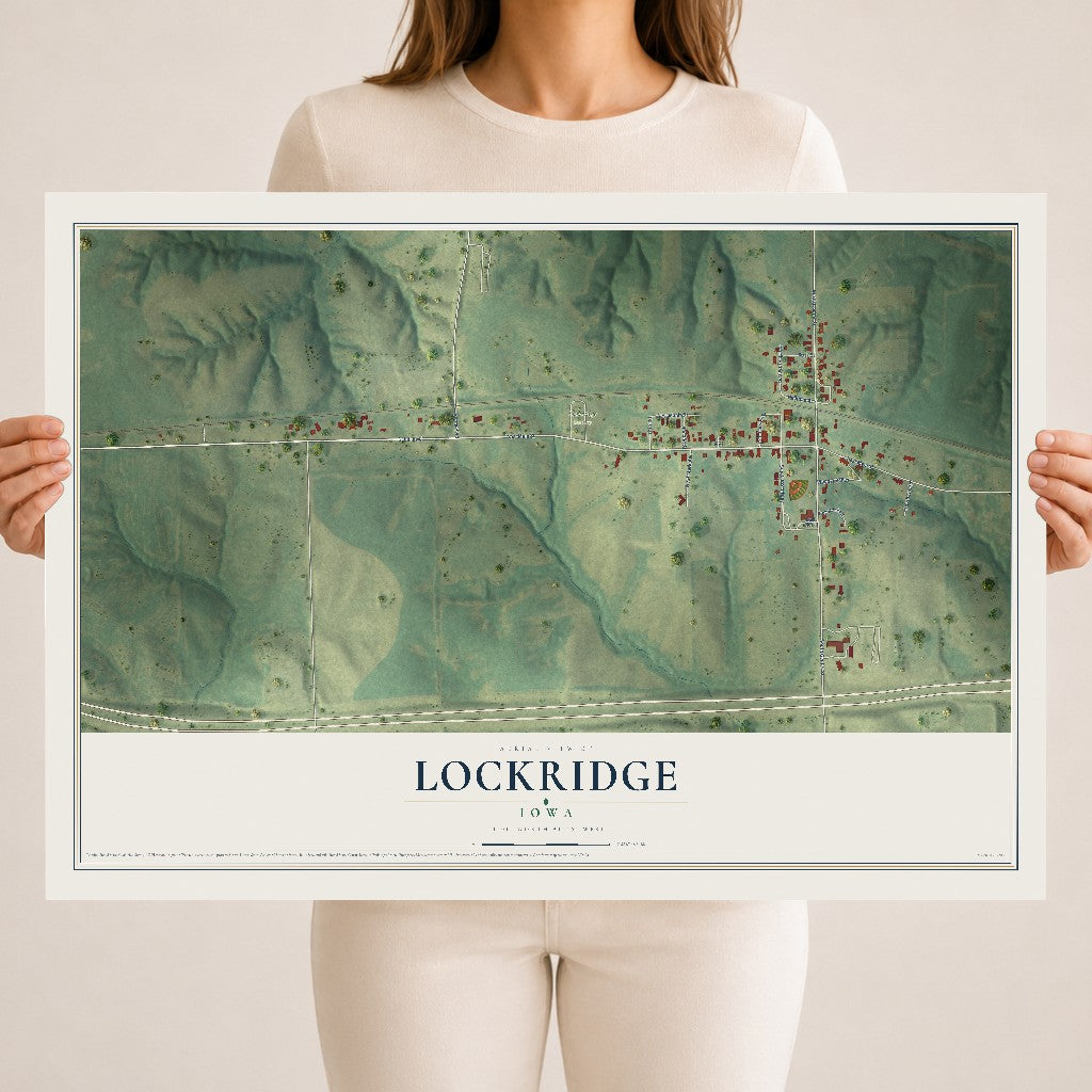 Map of Lockridge, Iowa, 18 x 24 inch unframed archival matte print