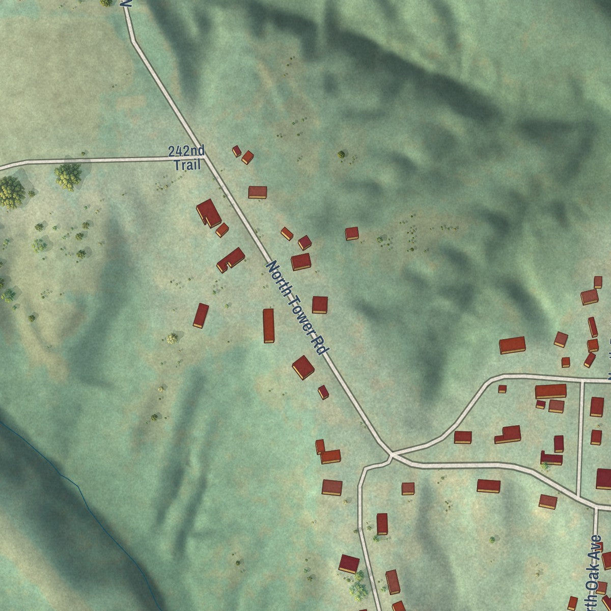 Second close-up of the map of Logan, Iowa print showing more streets and buildings