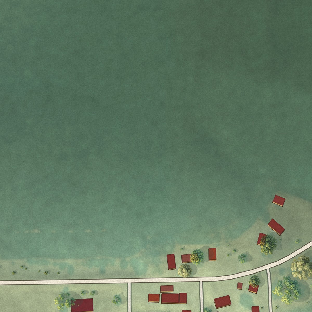 Second close-up of the map of Lost Nation, Iowa print showing more streets and buildings