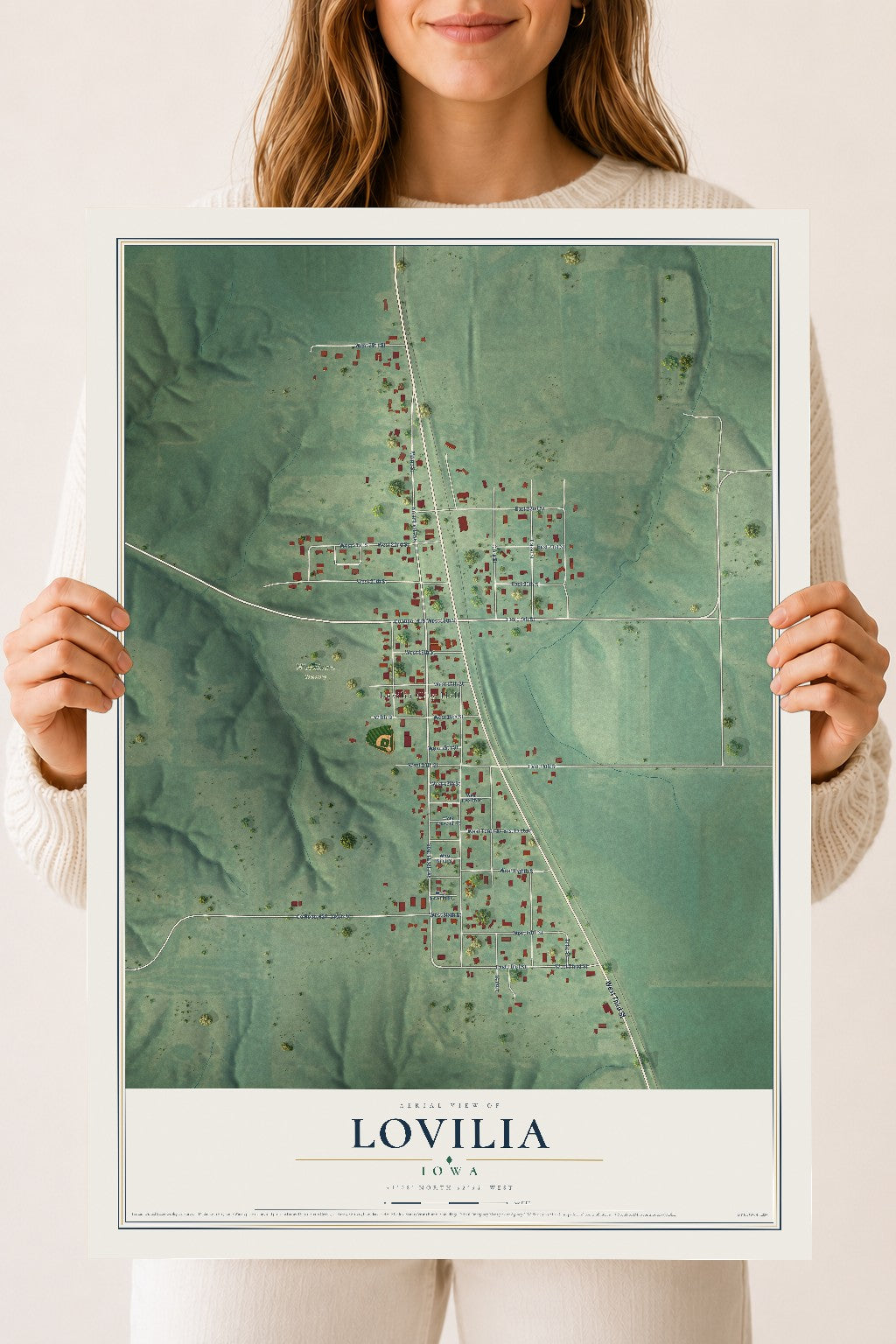 Map of Lovilia, Iowa, 18 x 24 inch unframed archival matte print