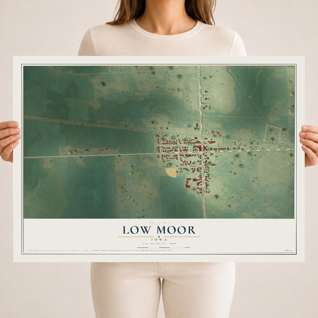Map of Low Moor, Iowa, 18 x 24 inch unframed archival matte print