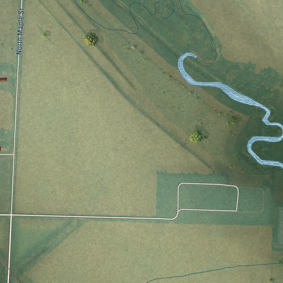 Second close-up of the map of Lu Verne, Iowa print showing more streets and buildings