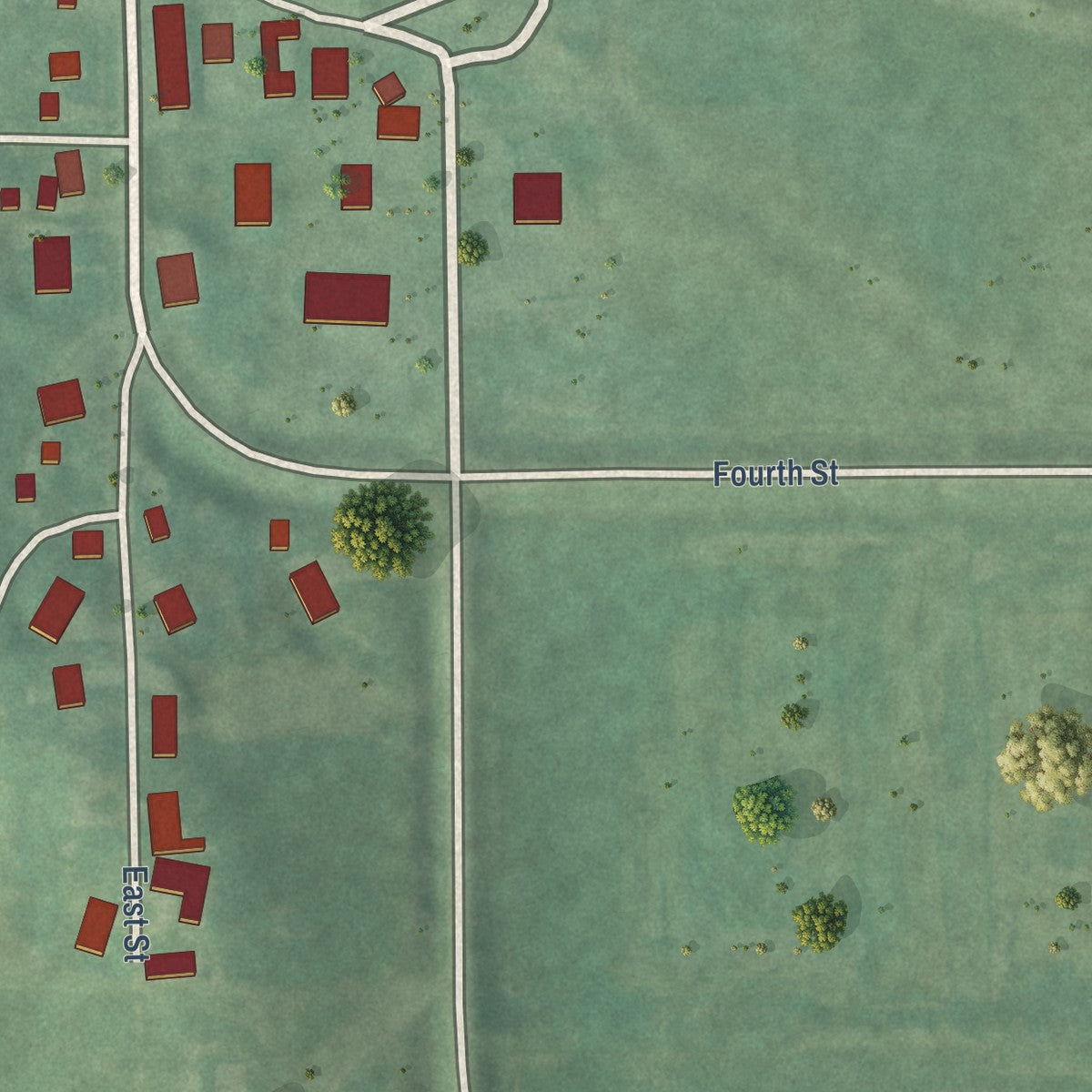 Second close-up of the map of Lynnville, Iowa print showing more streets and buildings