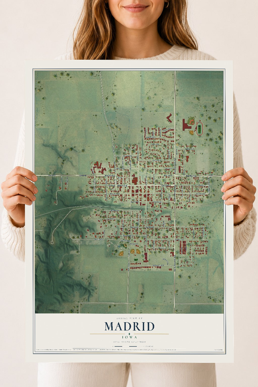 Map of Madrid, Iowa, 18 x 24 inch unframed archival matte print