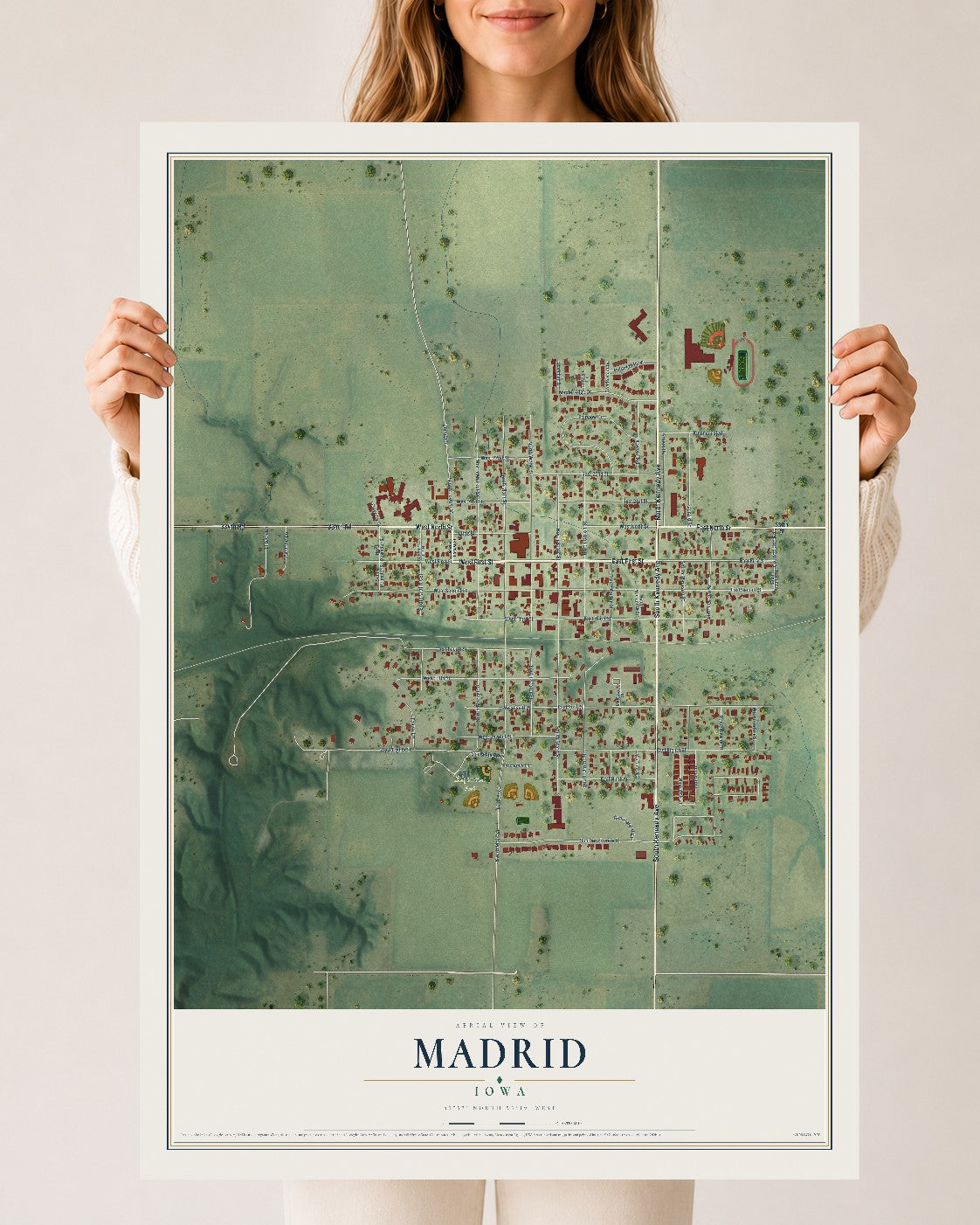 Map of Madrid, Iowa, 24 x 36 inch unframed archival matte print