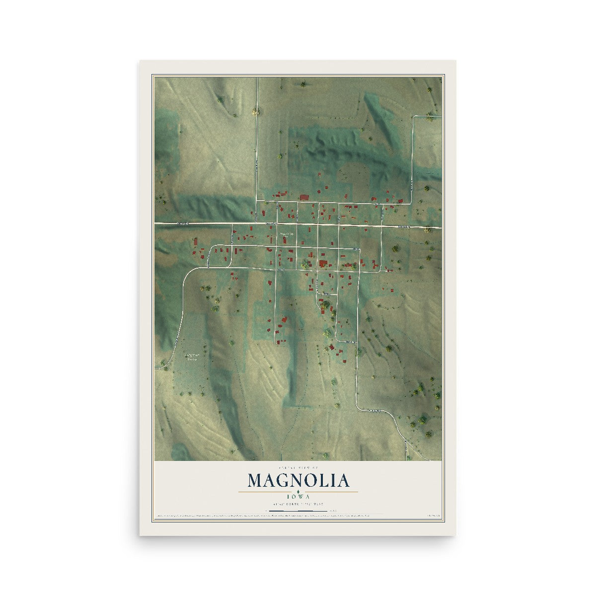 Map of Magnolia, Iowa, 12 x 18 inch unframed archival matte print