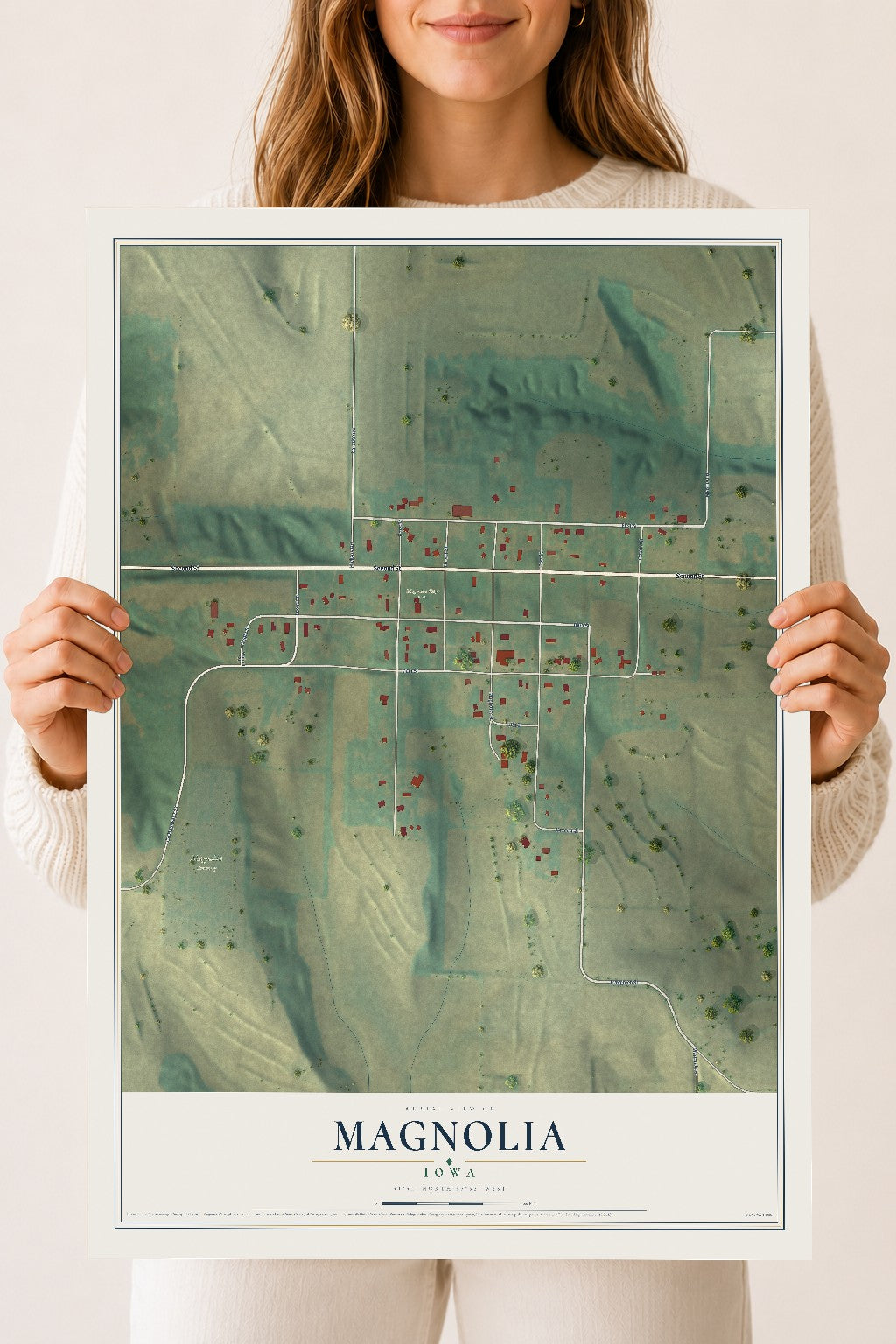 Map of Magnolia, Iowa, 18 x 24 inch unframed archival matte print