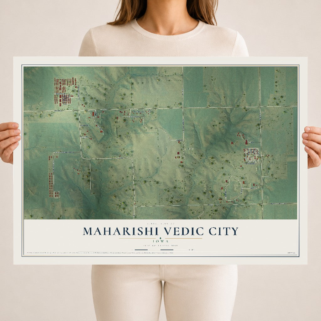 Map of Maharishi Vedic City, Iowa, 18 x 24 inch unframed archival matte print