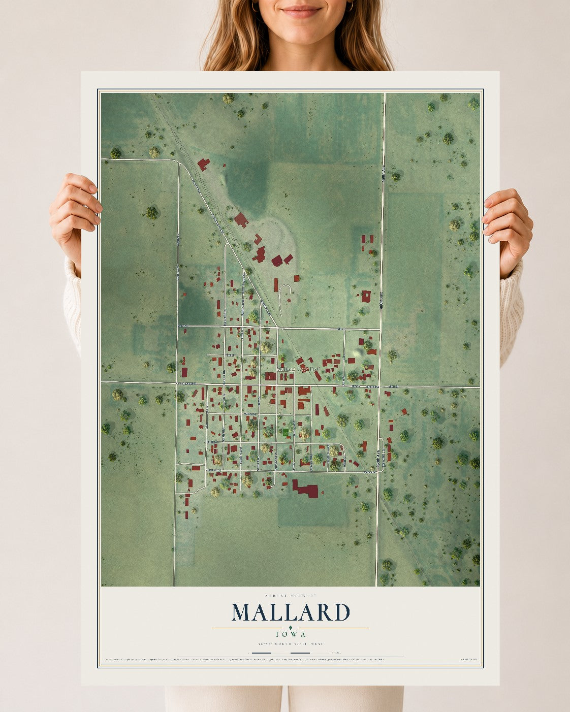 Map of Mallard, Iowa, 24 x 36 inch unframed archival matte print