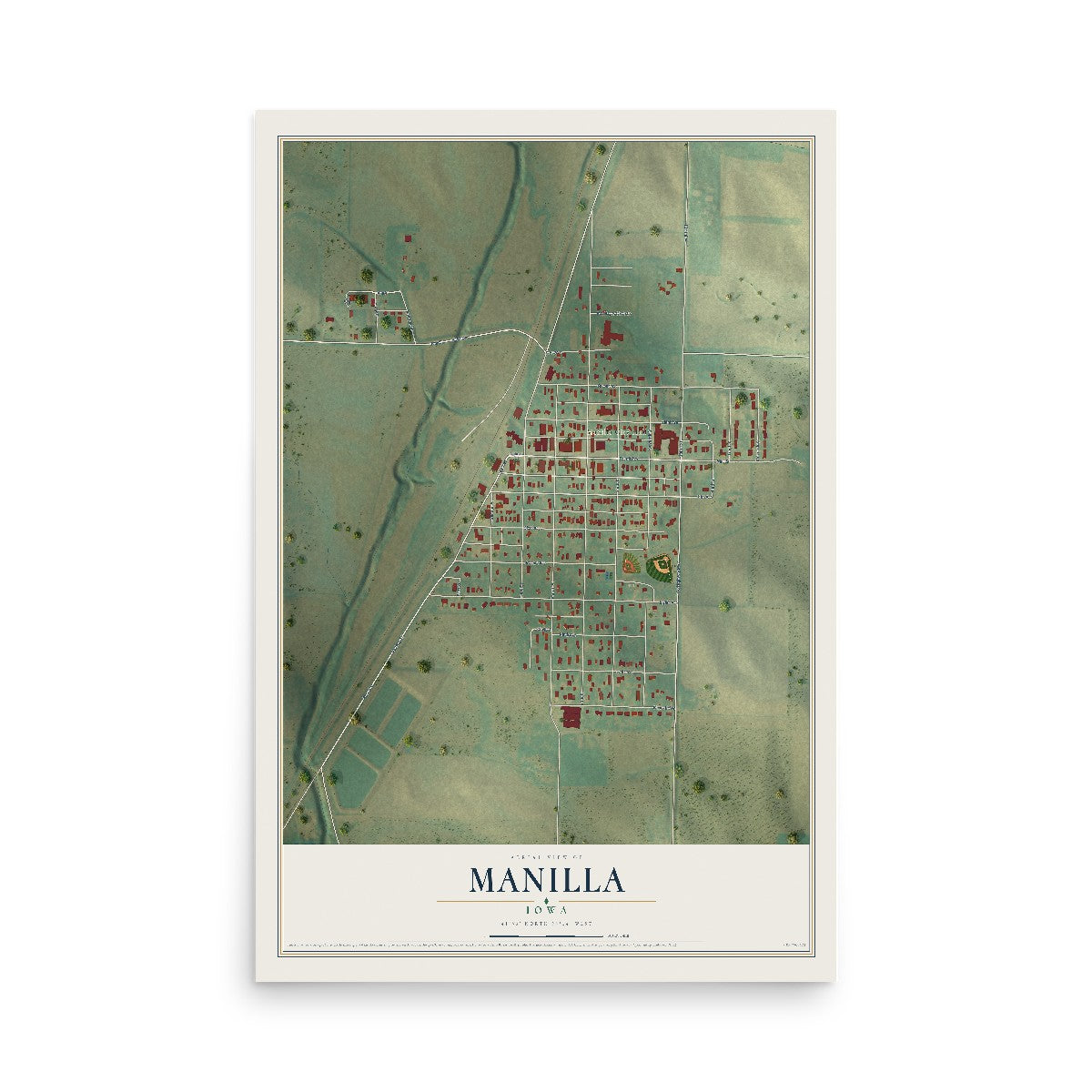 Map of Manilla, Iowa, 12 x 18 inch unframed archival matte print