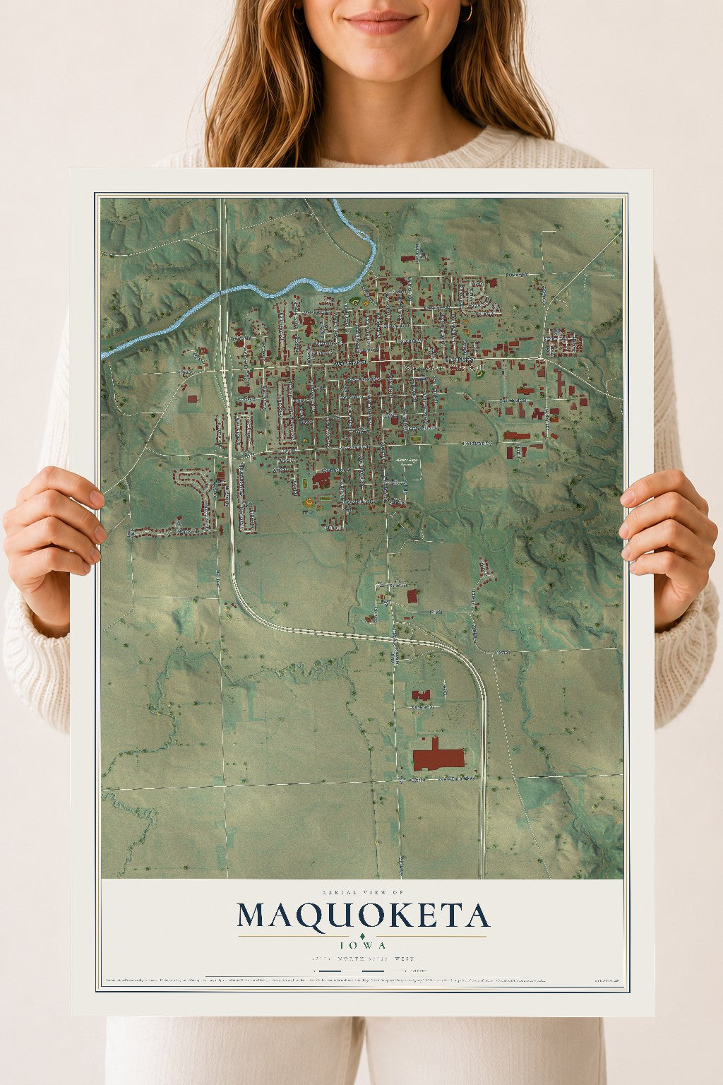 Map of Maquoketa, Iowa, 18 x 24 inch unframed archival matte print