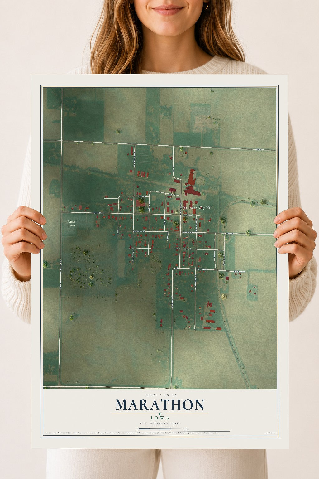 Map of Marathon, Iowa, 18 x 24 inch unframed archival matte print