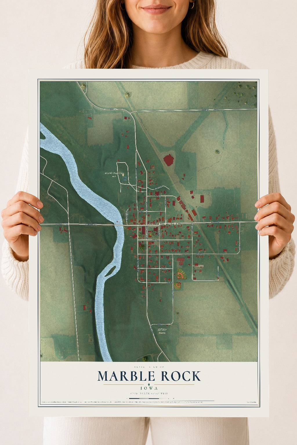 Map of Marble Rock, Iowa, 18 x 24 inch unframed archival matte print