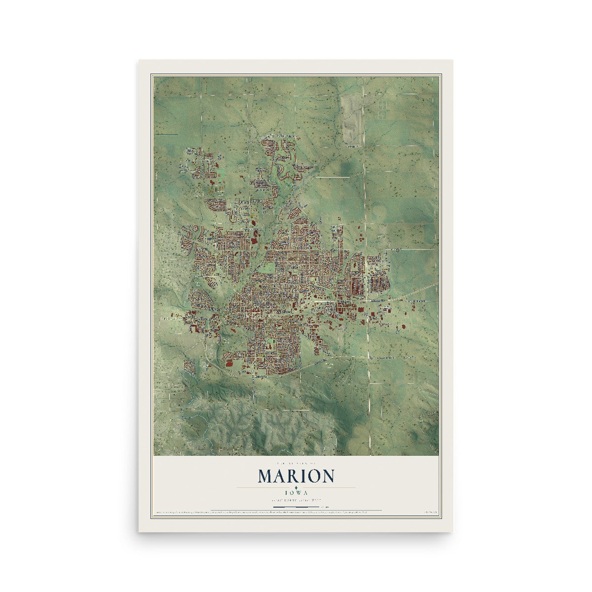 Map of Marion, Iowa, 12 x 18 inch unframed archival matte print