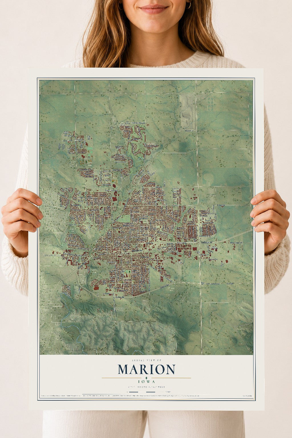 Map of Marion, Iowa, 18 x 24 inch unframed archival matte print