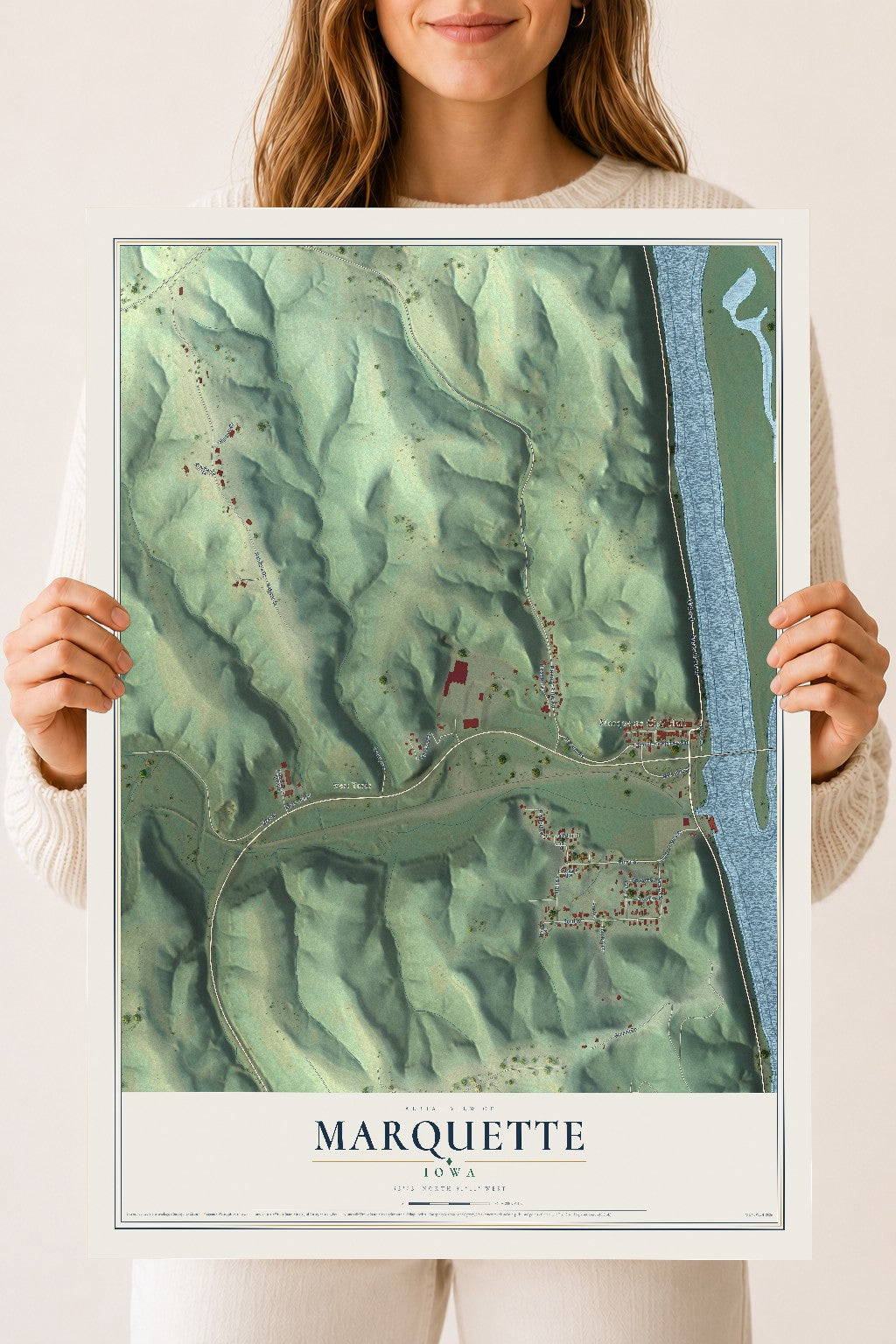 Map of Marquette, Iowa, 18 x 24 inch unframed archival matte print