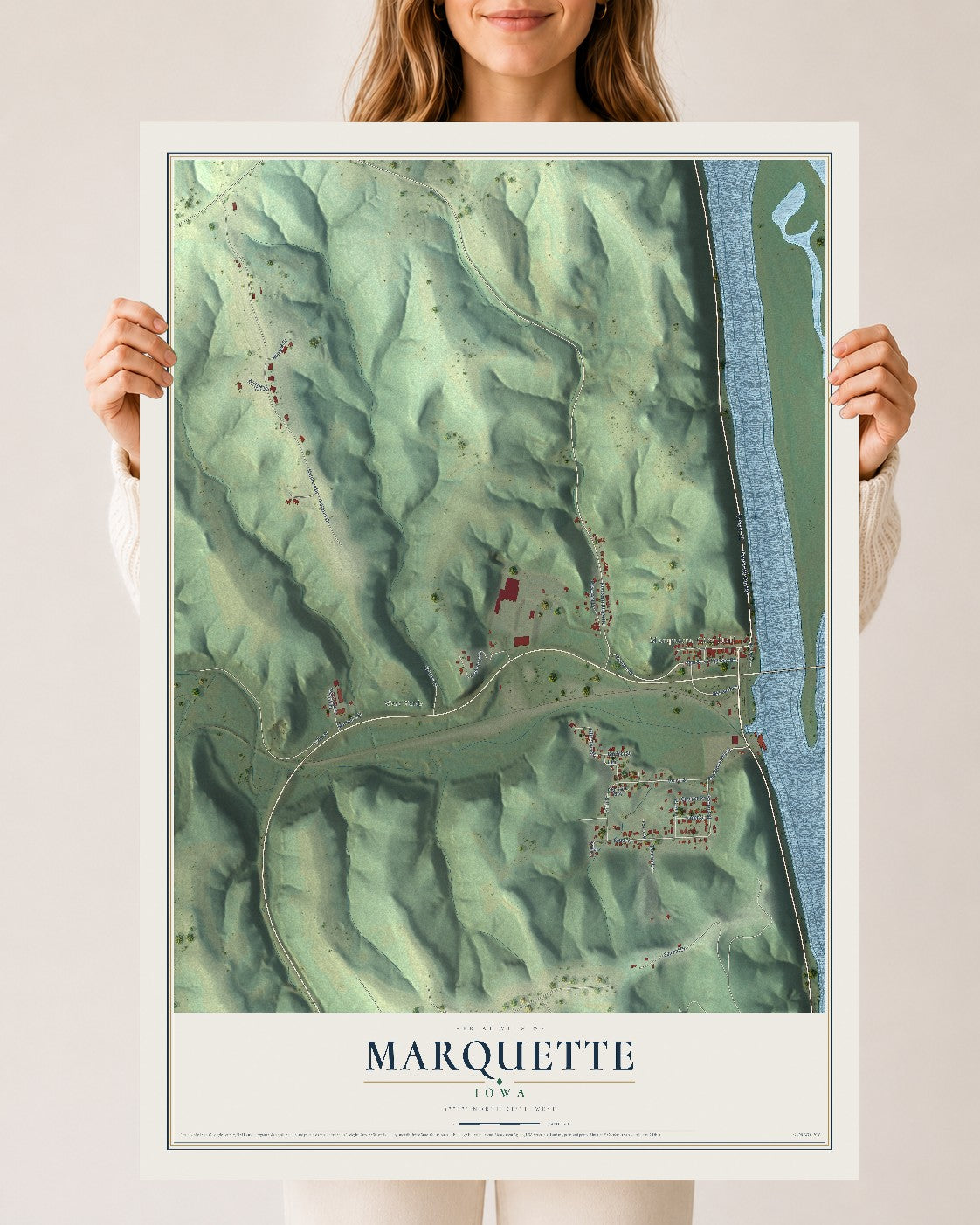 Map of Marquette, Iowa, 24 x 36 inch unframed archival matte print