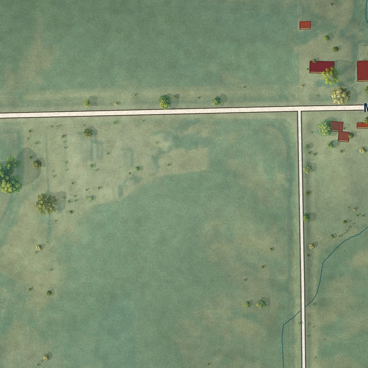 Second close-up of the map of Martinsburg, Iowa print showing more streets and buildings