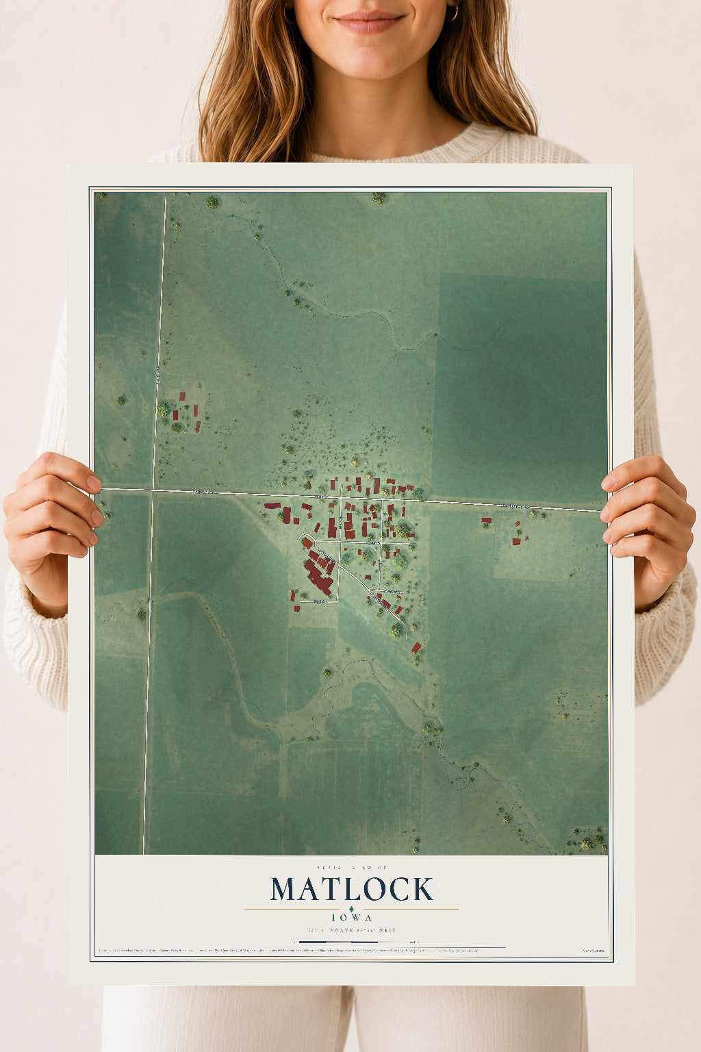 Map of Matlock, Iowa, 18 x 24 inch unframed archival matte print