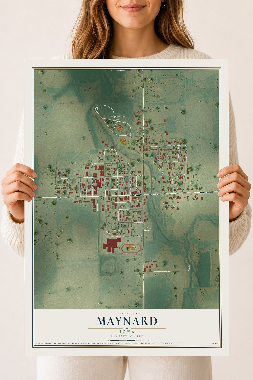 Map of Maynard, Iowa, 18 x 24 inch unframed archival matte print