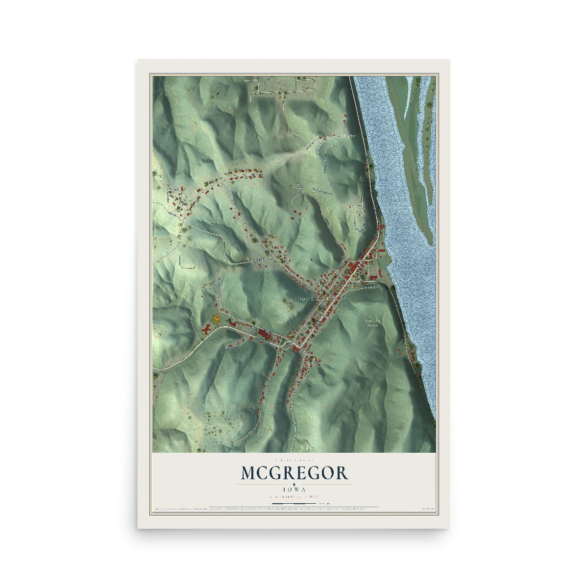 Map of McGregor, Iowa, 12 x 18 inch unframed archival matte print