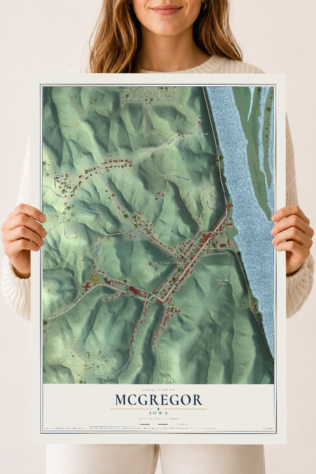 Map of McGregor, Iowa, 18 x 24 inch unframed archival matte print