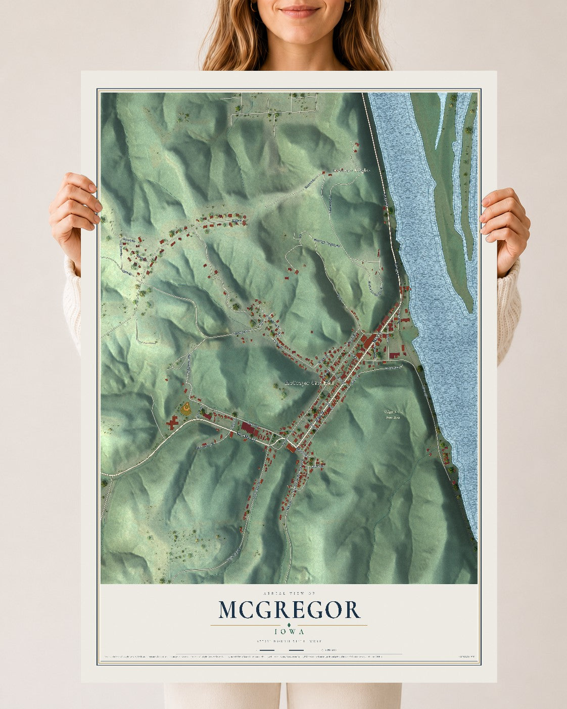 Map of McGregor, Iowa, 24 x 36 inch unframed archival matte print
