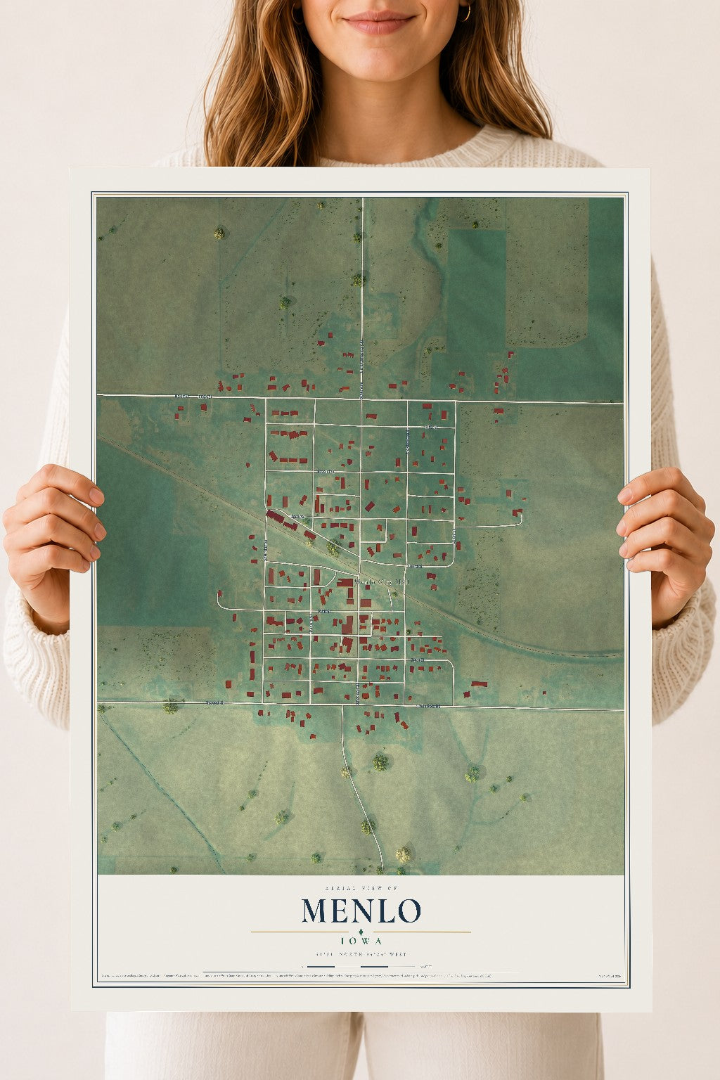 Map of Menlo, Iowa, 18 x 24 inch unframed archival matte print