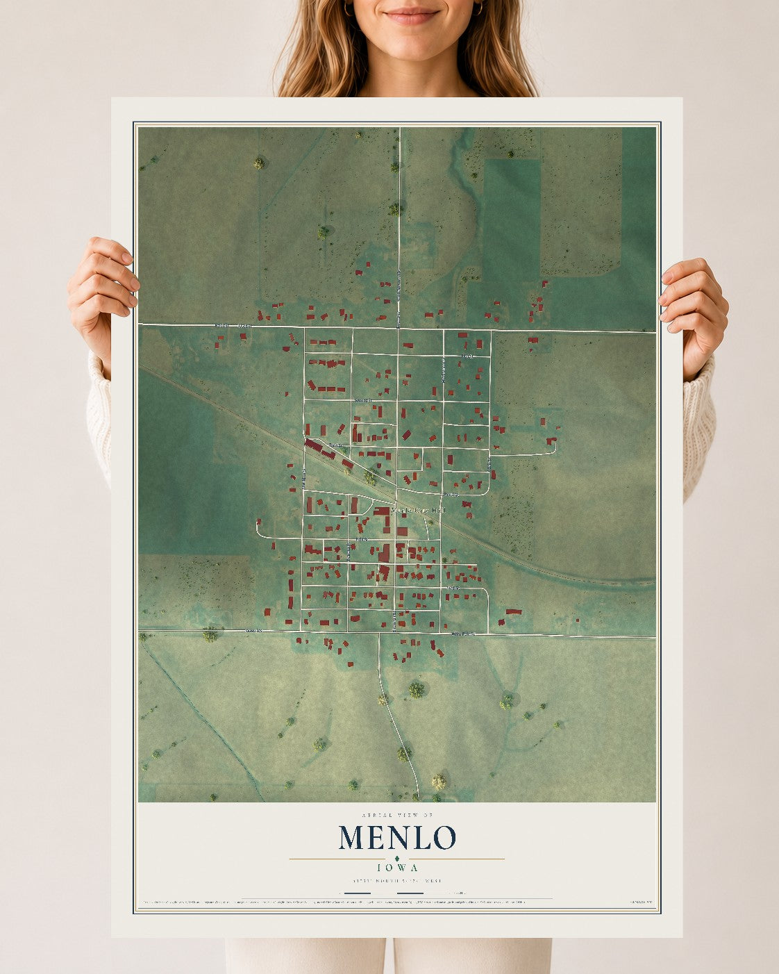 Map of Menlo, Iowa, 24 x 36 inch unframed archival matte print