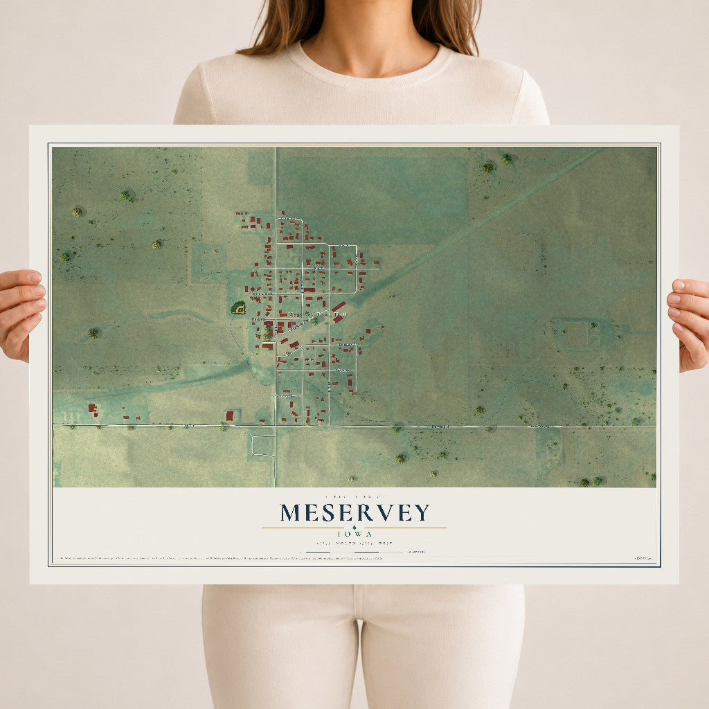 Map of Meservey, Iowa, 18 x 24 inch unframed archival matte print