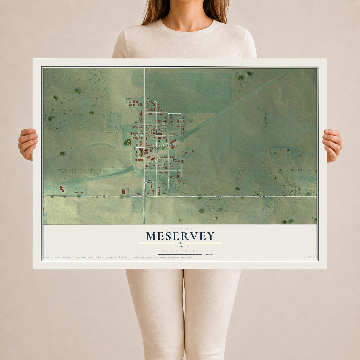 Map of Meservey, Iowa, 24 x 36 inch unframed archival matte print