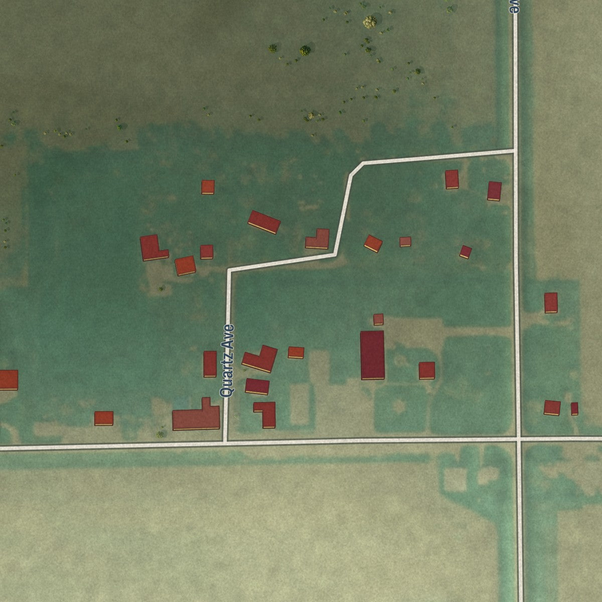 Close-up of the map of Meyer, Iowa print showing street and building detail