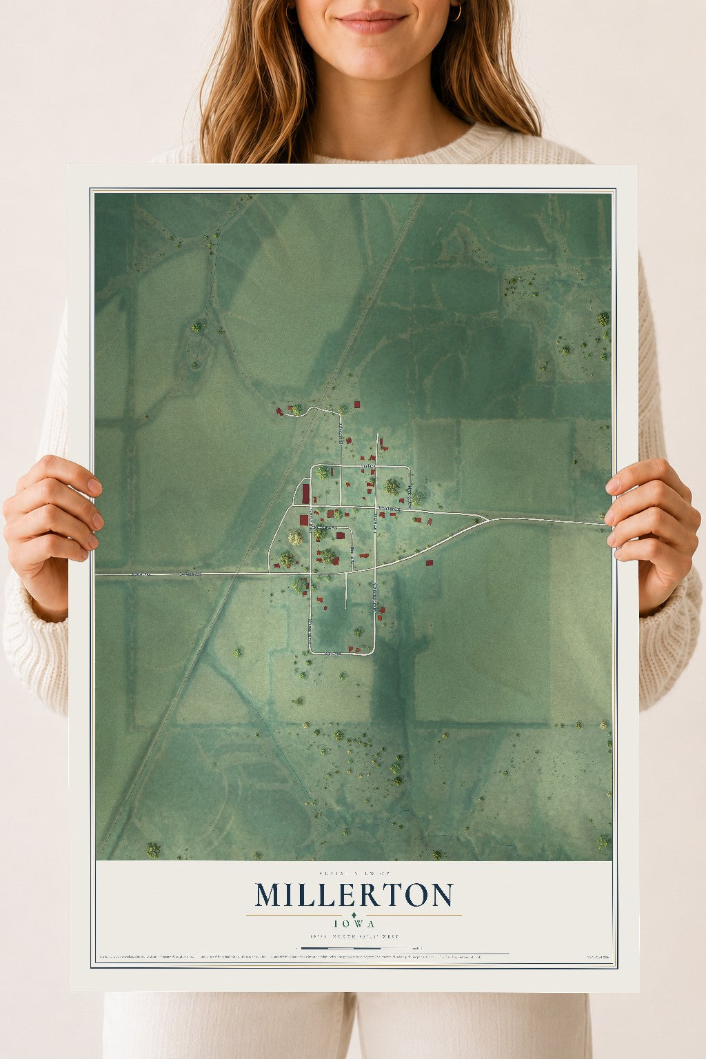 Map of Millerton, Iowa, 18 x 24 inch unframed archival matte print