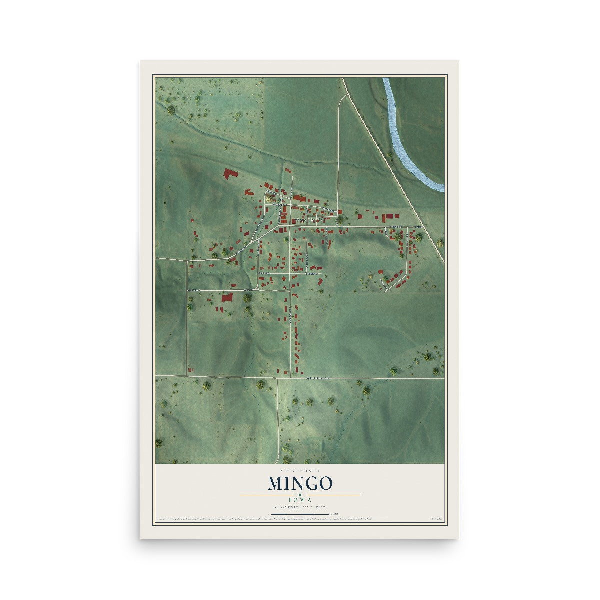 Map of Mingo, Iowa, 12 x 18 inch unframed archival matte print
