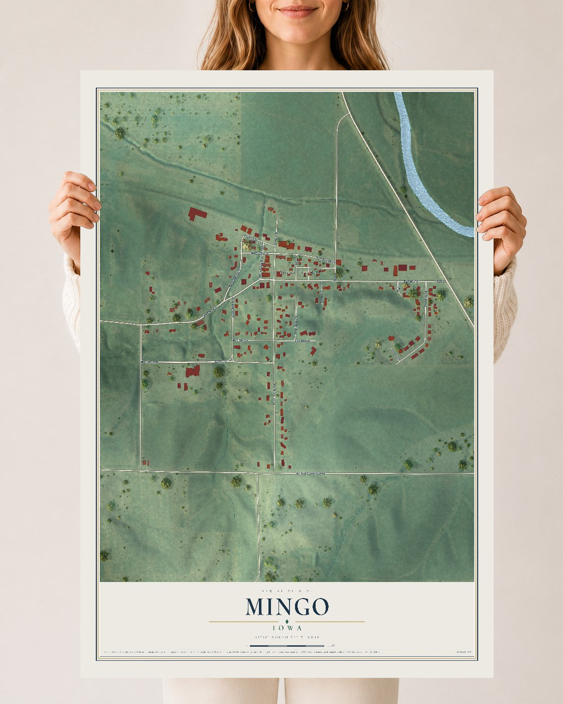 Map of Mingo, Iowa, 24 x 36 inch unframed archival matte print