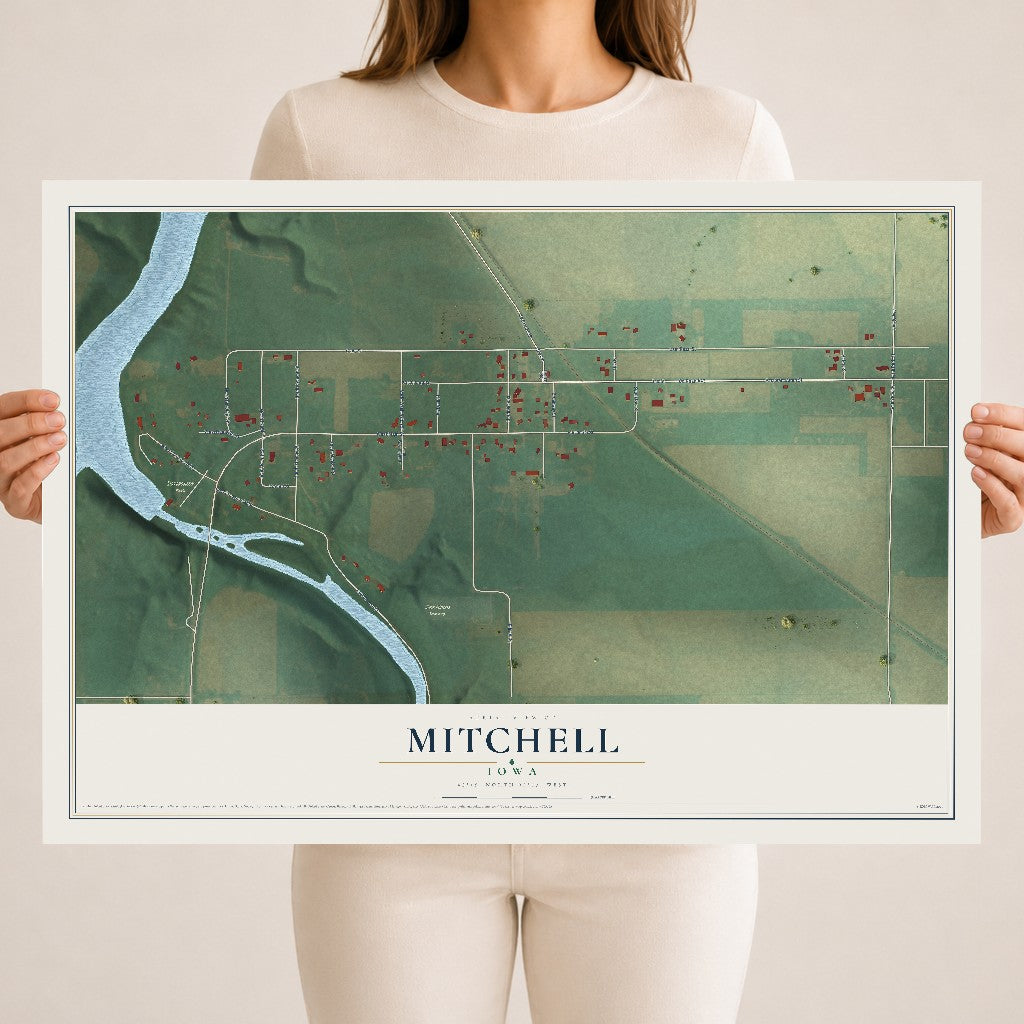 Map of Mitchell, Iowa, 18 x 24 inch unframed archival matte print