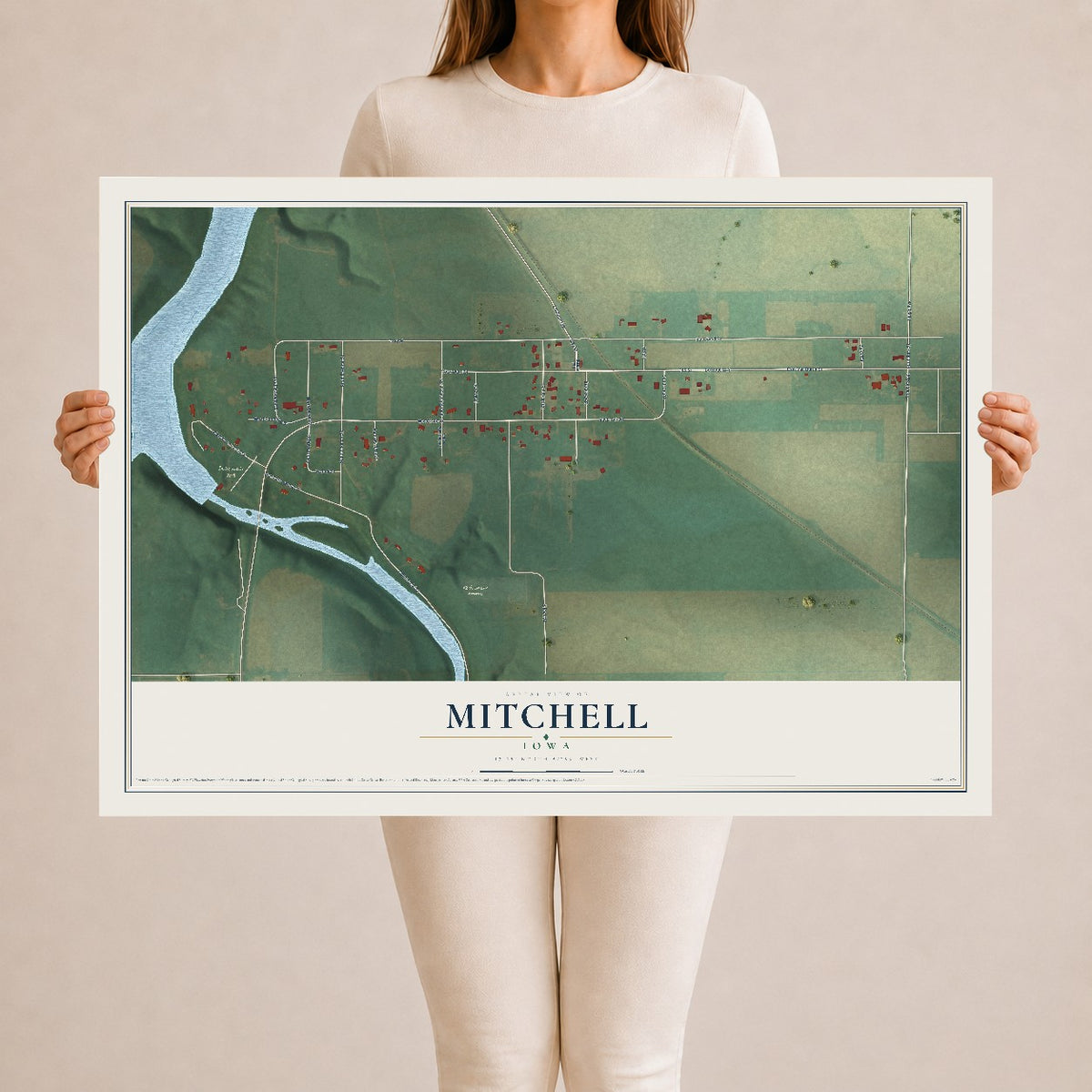 Map of Mitchell, Iowa, 24 x 36 inch unframed archival matte print