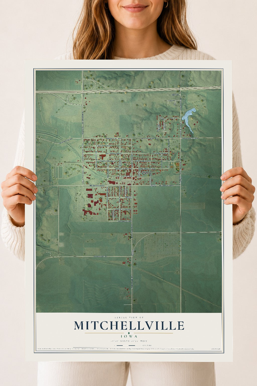 Map of Mitchellville, Iowa, 18 x 24 inch unframed archival matte print