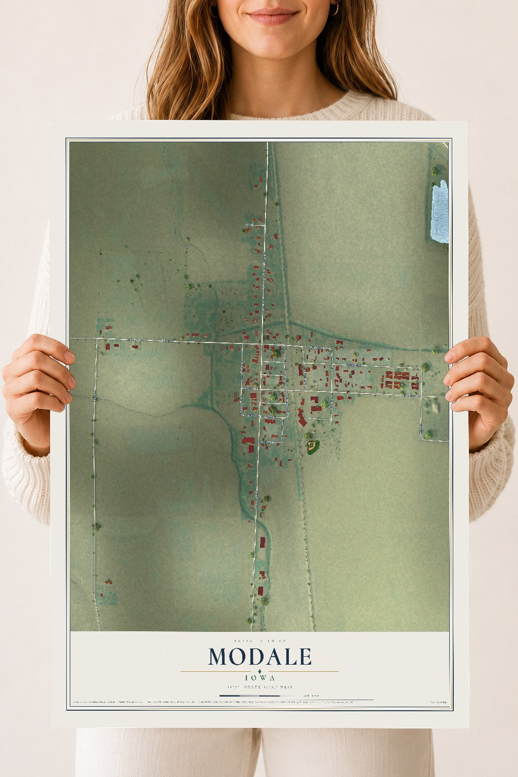 Map of Modale, Iowa, 18 x 24 inch unframed archival matte print