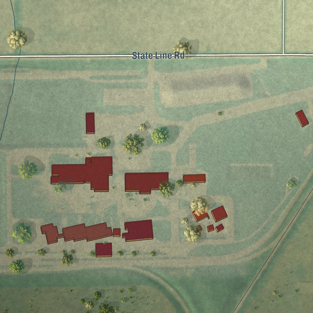 Close-up of the map of Mona, Iowa print showing street and building detail